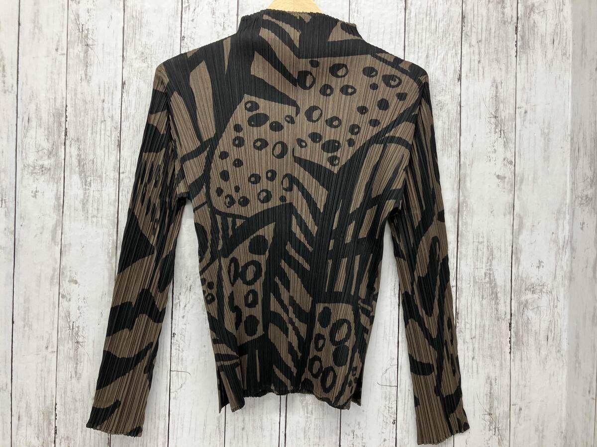 PLEATS PLEASE プリーツプリーズ 長袖Tシャツ カットソー PP33-JK741 ブラウン ブラック Lサイズ