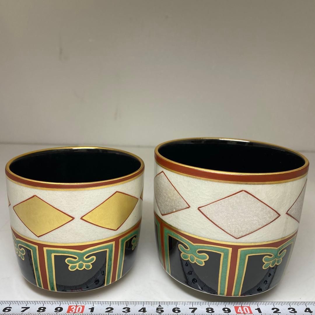 小泉蔵珍仁清写色絵金銀菱重茶碗共箱直径9 8 7㎝タニチ東な7 0303