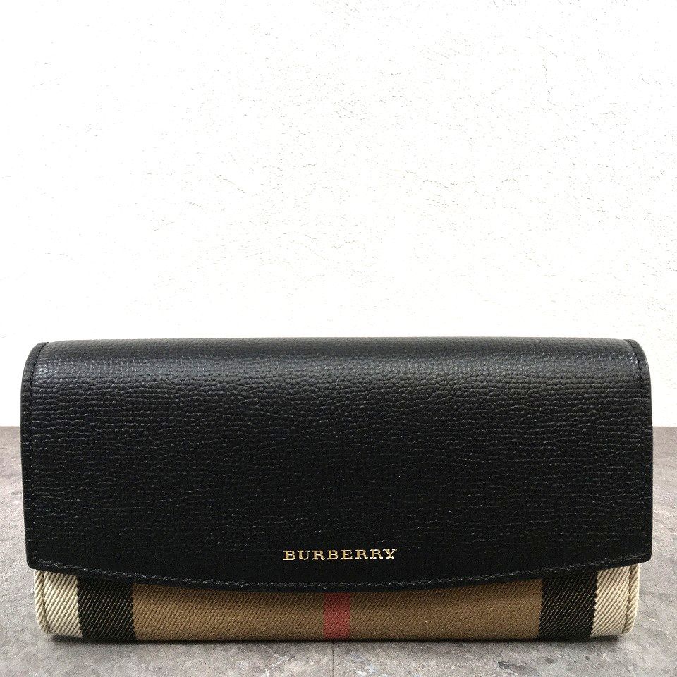101 み BURBERRY 長財布 ブラック バーバリーチェック