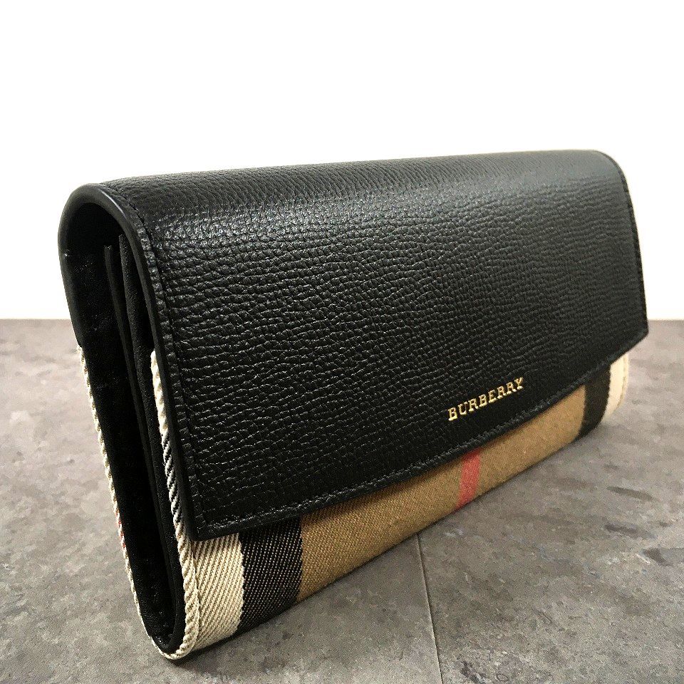 101 み BURBERRY 長財布 ブラック バーバリーチェック
