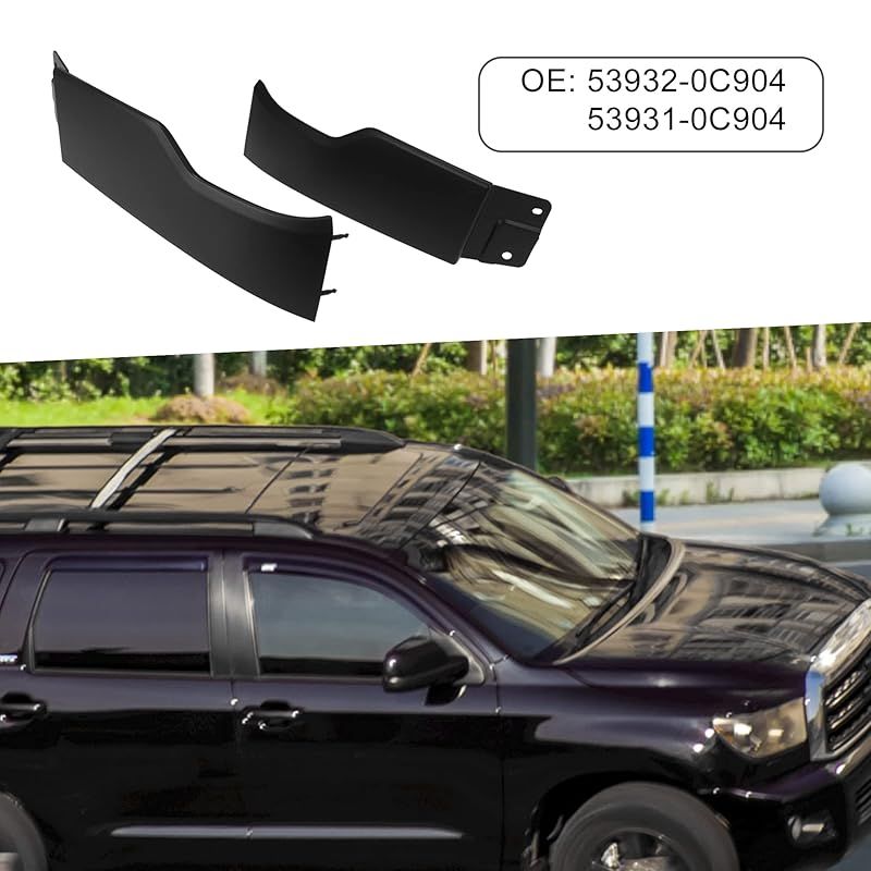 A ABSOPRO 下 ヘッドライト エクステンション フロント 53932 0 C 904 53931 フェンダー延長パネル Toyotaに対応 Sequoiaに対応 2009 2018に対応 Abs プラスチック ブラック