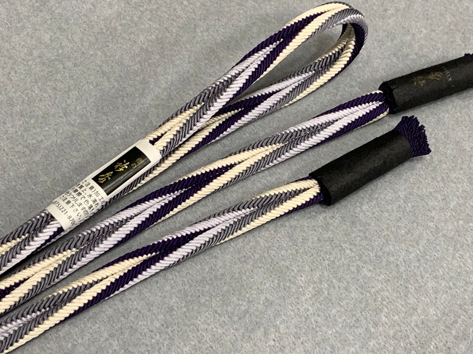 秋冬入荷 京都 衿秀 紬 小紋洒落着に ひねり合わせ帯締め グレー 藤色 オフホワイト 紫 頼房