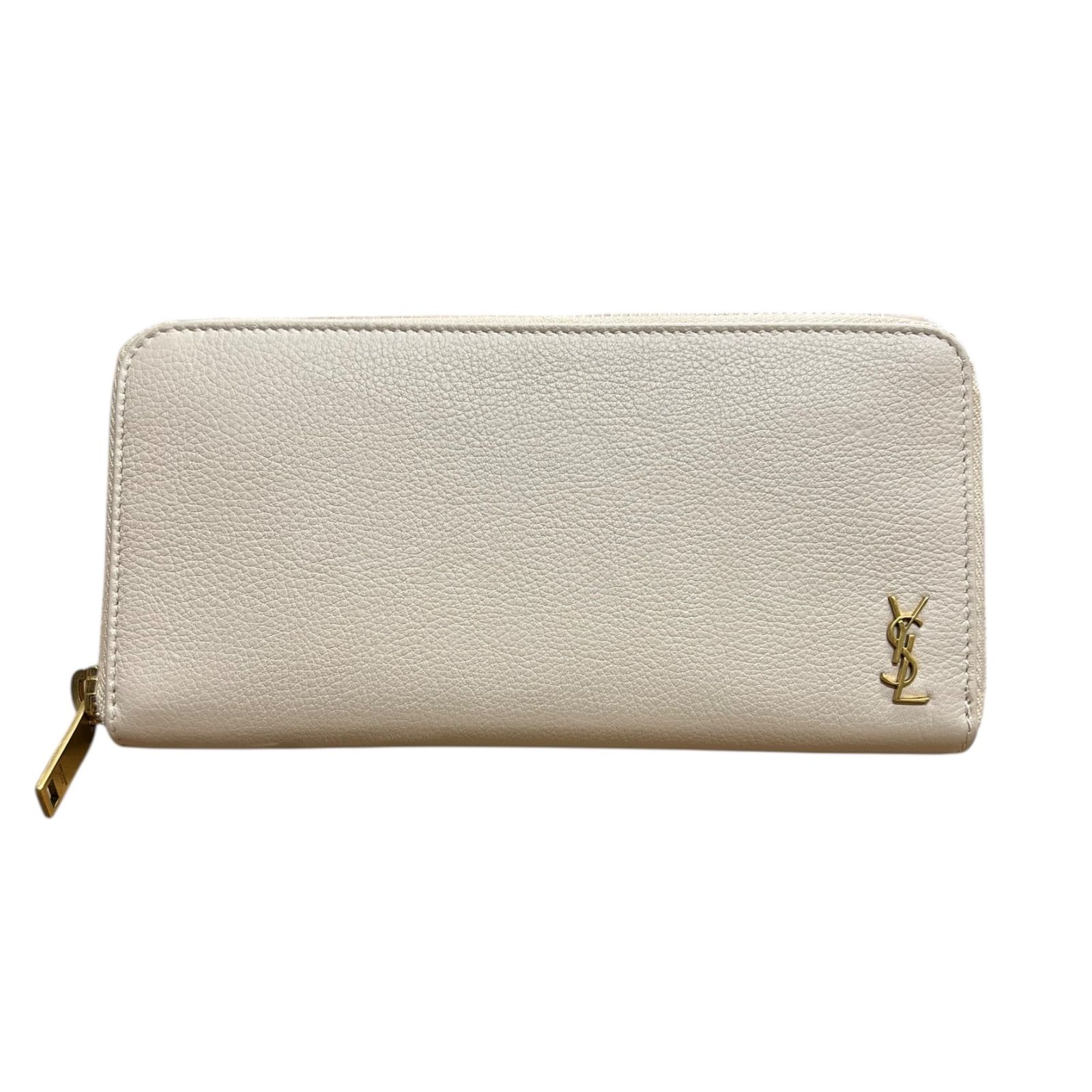 SAINT LAURENT PARIS サンローラン 長財布 ラウンドファスター タイニーモノグラム ベージュ ピンクベージュ