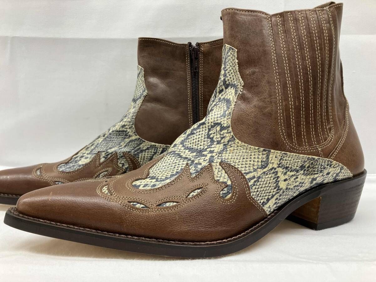 TRAKAR S トラッカーズ 14301 ブーツ カジュアルウエスタン パイソン プリント 型押し サイズ9 約27cm