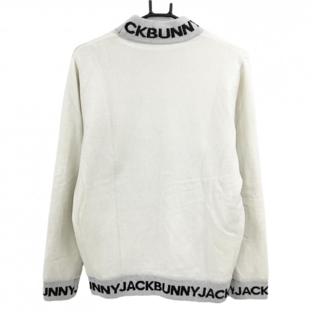 超 ジャックバニー ハイネックセーター アイボリー ライトグレー 裏地付き ネック 裾ロゴ メンズ 5 L ゴルフウェア Jack Bunny