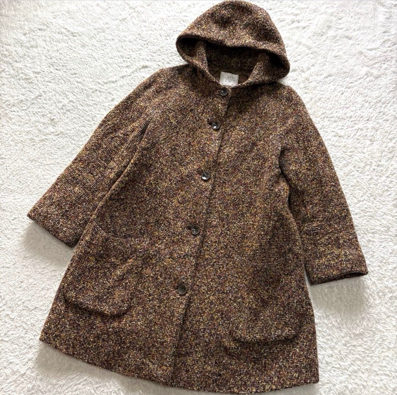 Sally Scott サリースコット ウールツイードコート フード付き