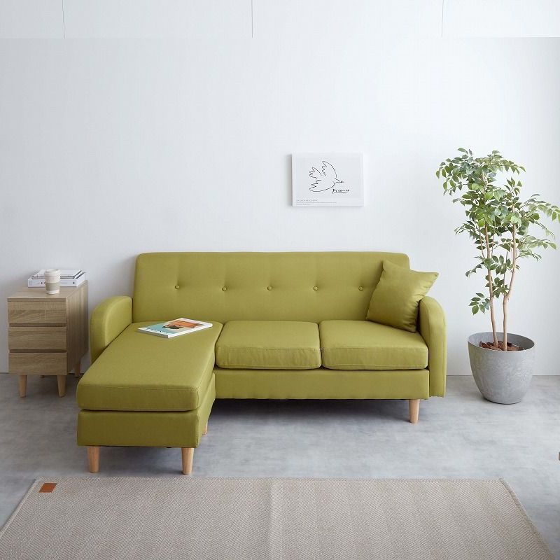  3人掛 レイアウト自在 カウチソファ 幅168cm ソファ カウチ ファブリック 2人暮らし DINKS 夫婦 ファミリー 麻花柄 2人掛け 3人掛けソファ ソファ ソファベッド