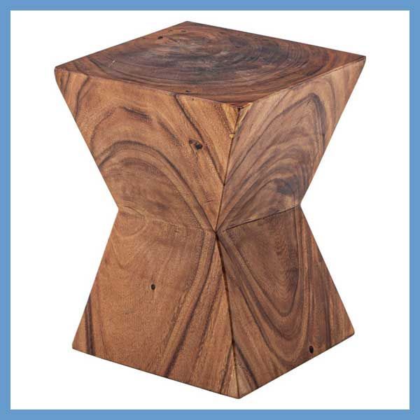 天然木 モンキーポッド のウッドスツール サイドテーブル 花台 約W 33×D 33×H 42 cm No.103