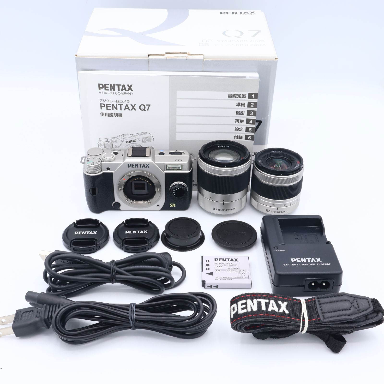 PENTAX ペンタックス Q7 ダブルズームキット 標準ズーム 02 STANDARD ZOOM 望遠ズーム 06 TELEPHOTO ZOOM シルバー 251026_4998816
