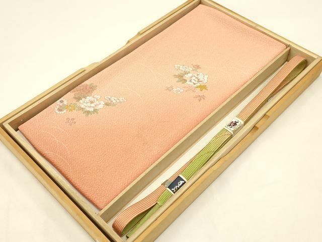 平和屋着物 和装小物 帯締め 帯揚げセット 高麗組 芝草花文 暈し染め 金糸 金彩 鬼しぼ縮緬 正絹 ay