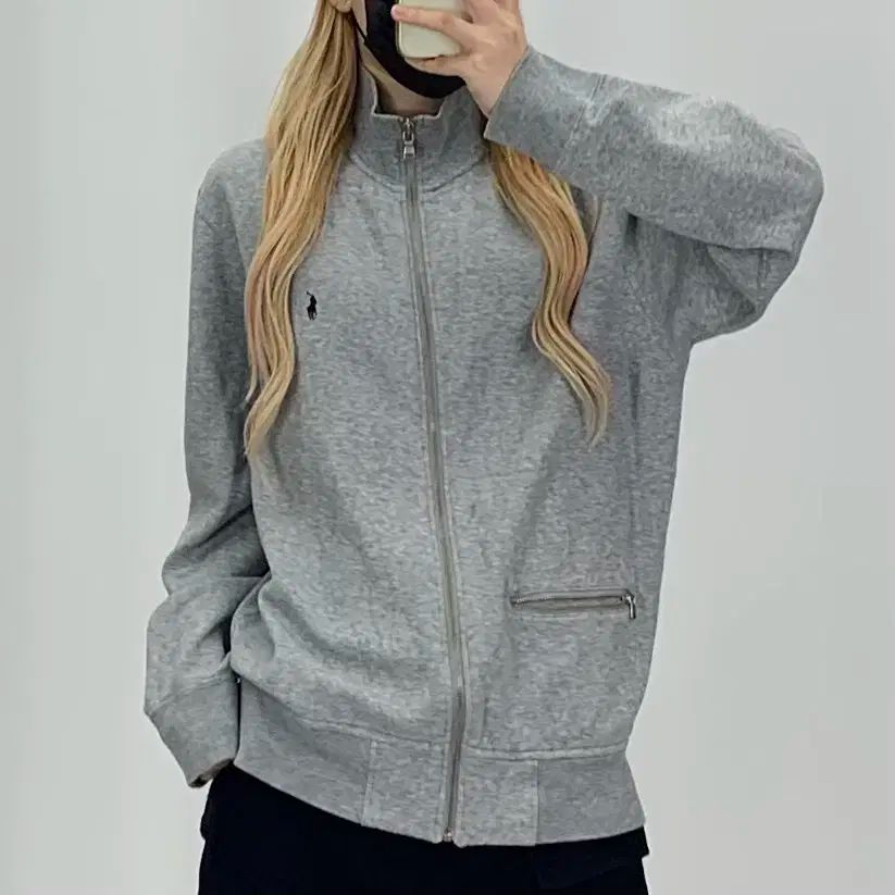 L ポロ グレー コットン ジップアップ CK8893