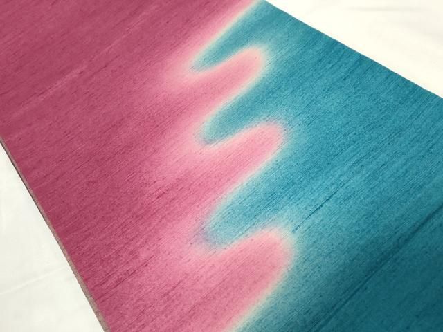  平和屋着物 菅原工房 菅原結作 漢方染紬 両方向 両面 太鼓柄袋帯 紬地 立波文 正絹 dy 袋帯 帯