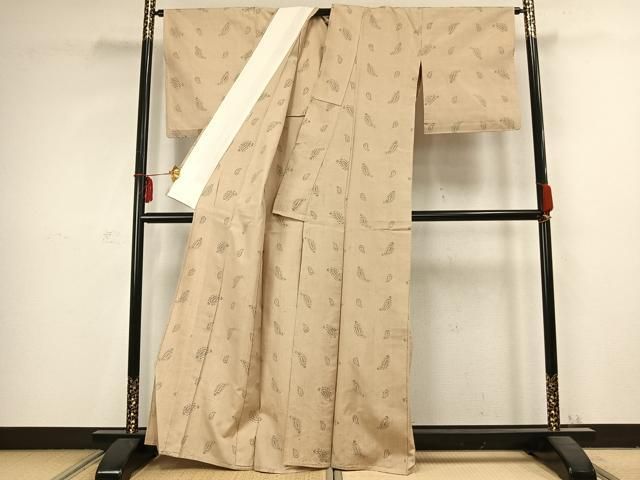  平和屋着物 上質な紬 単衣 勾玉 正絹 fy 紬 着物