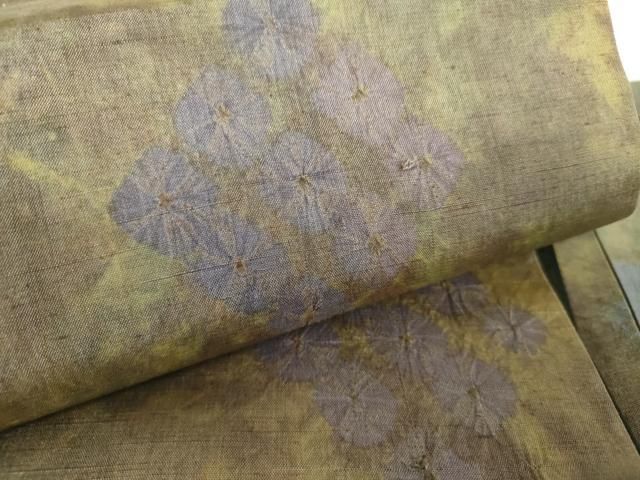  平和屋着物 菅原工房 菅原結作 漢方染紬 つけ帯 絞り 亀甲菱文 正絹 ps 付け帯 作り帯 帯