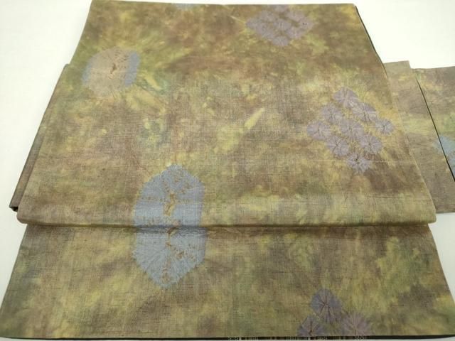 平和屋着物 菅原工房 菅原結作 漢方染紬 つけ帯 絞り 亀甲菱文 正絹 ps