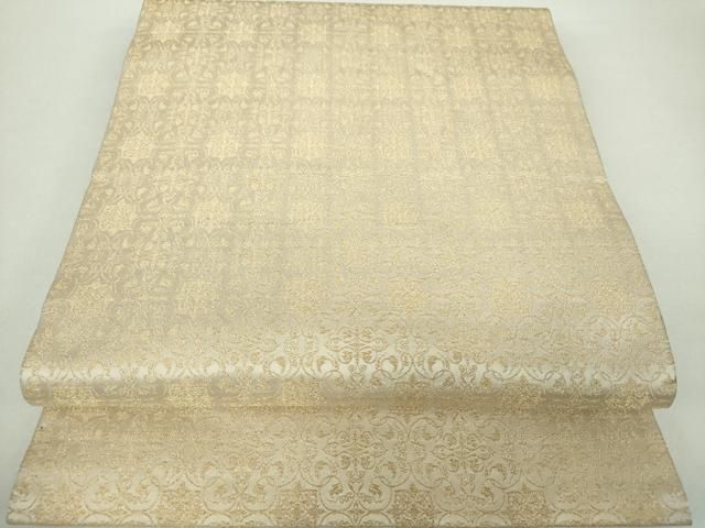 平和屋着物●龍村美術織物　九寸開き名古屋帯　葡萄唐草文錦　金糸　正絹　逸品　DAAZ0158ps 平和屋着物○龍村美術織物 九寸開き名古屋帯 葡萄唐草文錦