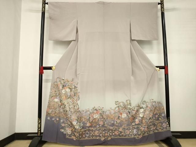 平和屋着物 総刺繍 色留訪問着 飾花文 暈し染め 正絹 ck