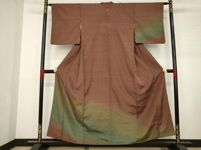 平和屋着物 訪問着 紬地 霞文 暈し染め 正絹 ck