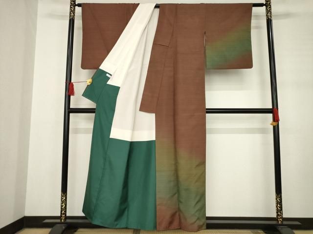 平和屋着物 訪問着 紬地 霞文 暈し染め 正絹 ck