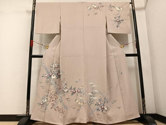 平和屋着物 名門 上野家 人間国宝上野為二の次男 三代目 上野清二 訪問着 草花文 正絹 ph