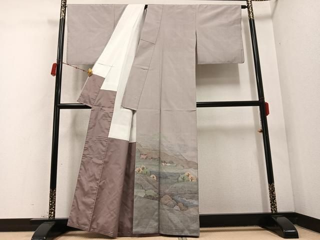 平和屋着物 紬 訪問着 遠山樹林文 正絹 ph