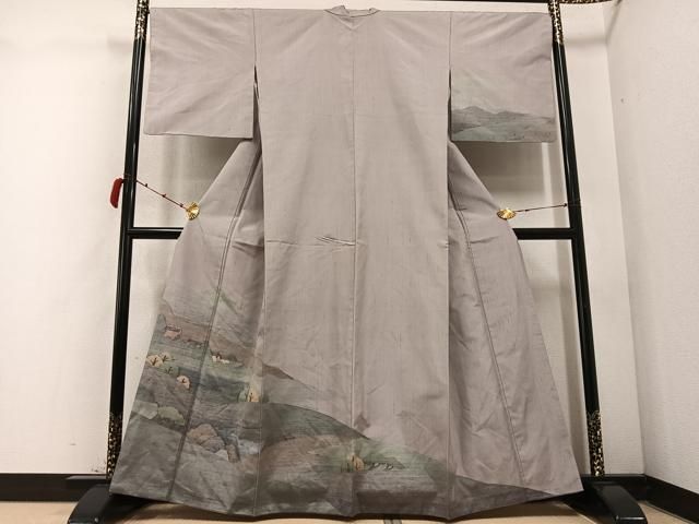 平和屋着物 紬 訪問着 遠山樹林文 正絹 ph