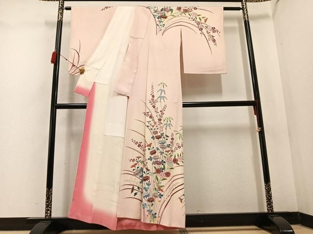 平和屋着物 訪問着 友禅 作家物 草花文 暈し染め 金彩 正絹 ph