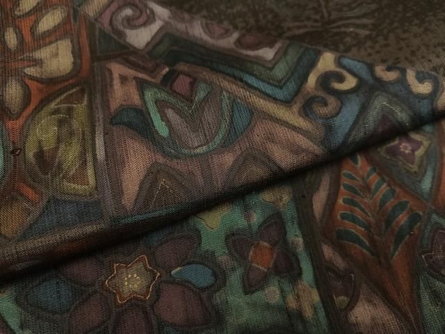  平和屋着物 訪問着 紬地 ろうけつ染 草花文 正絹 ph 訪問着 付け下げ 着物