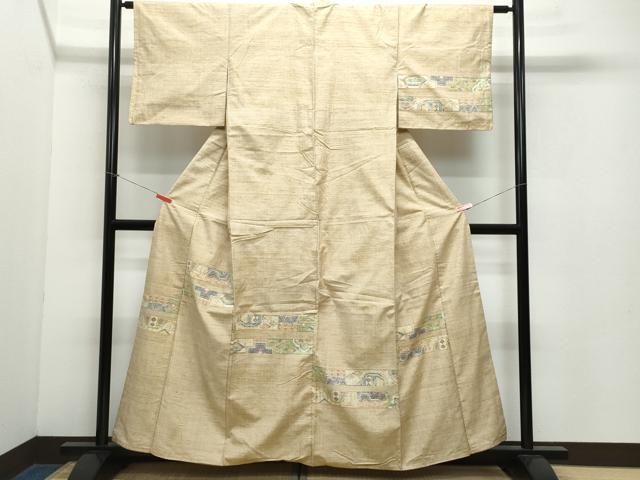 平和屋着物 訪問着 小千谷紬 吉祥花文 正絹 vf