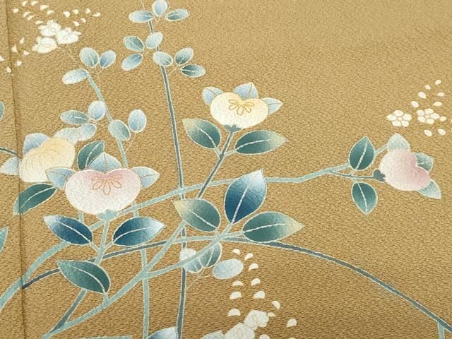 平和屋着物●訪問着　枝花文　金彩　鬼しぼ縮緬　正絹　逸品　CAAZ8219vf 平和屋着物○訪問着 枝花文 金彩 鬼しぼ縮緬 正絹 逸品 CAAZ8219vf