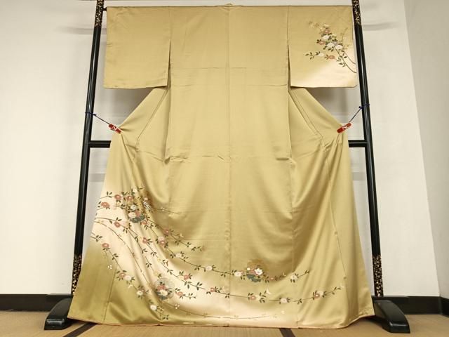 平和屋着物 訪問着 流水雪輪重ね花文 暈し染め 金彩 正絹 zg