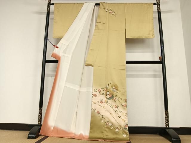 平和屋着物 訪問着 流水雪輪重ね花文 暈し染め 金彩 正絹 zg