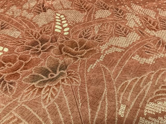  平和屋着物 訪問着 絞り 刺繍 草花文 金糸 ロング丈 正絹 zg 訪問着 付け下げ 着物