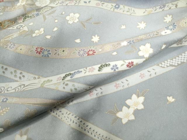 駒刺繍 鬘帯枝桜花松文