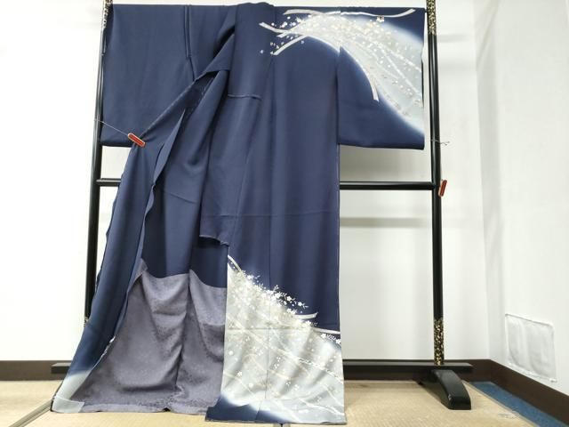 平和屋着物 訪問着 作家物 駒刺繍 鬘帯枝桜花松文 暈し染め 金彩 仮絵羽 正絹 yc