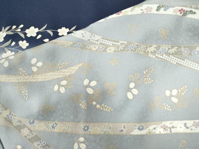  平和屋着物 訪問着 作家物 駒刺繍 鬘帯枝桜花松文 暈し染め 金彩 仮絵羽 正絹 yc 訪問着 付け下げ 着物