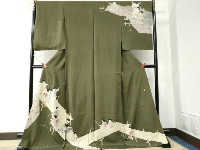 平和屋着物○十日町友禅作家 関口遼一 訪問着 駒刺繍 童子遊び 仮絵羽