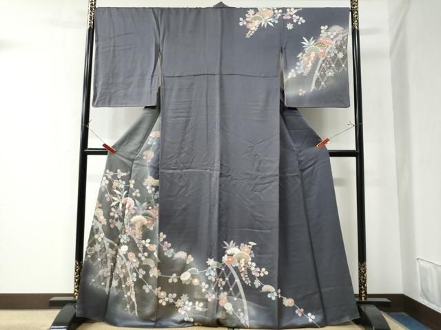 平和屋着物 訪問着 籬枝垂れ花松文 暈し染め 金彩 伊勢丹扱い 正絹 yc