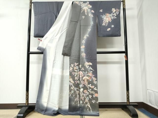 平和屋着物 訪問着 籬枝垂れ花松文 暈し染め 金彩 伊勢丹扱い 正絹 yc