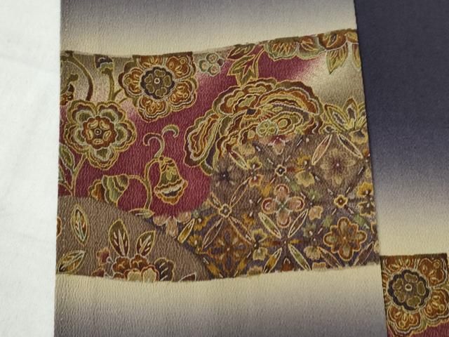 横段更紗吉祥草花文 暈し染め