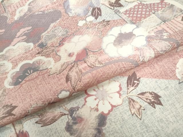 雲取り花蝶文 正絹