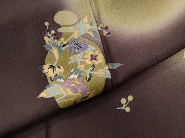  平和屋着物 訪問着 忠隈眞理子 陶器更紗草花文 蛍暈し 正絹 yc 訪問着 付け下げ 着物