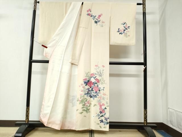 平和屋着物 訪問着 友禅 作家物 牡丹花文 正絹 yc