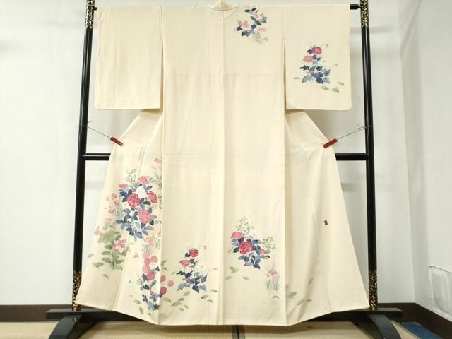 平和屋着物 訪問着 友禅 作家物 牡丹花文 正絹 yc