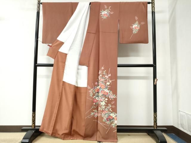 平和屋着物 本加賀友禅作家 岡本幸治 訪問着 枝花文 正絹 yc