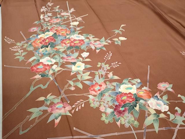  平和屋着物 本加賀友禅作家 岡本幸治 訪問着 枝花文 正絹 yc 訪問着 付け下げ 着物