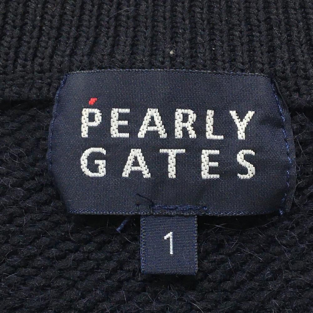 【美品】PEARLY GATESパーリーゲイツ ニット　ネイビー　6（XL） 14Gクルーネックニットプルオーバー ＜ジャガードロゴ総柄＞ | PEARLY