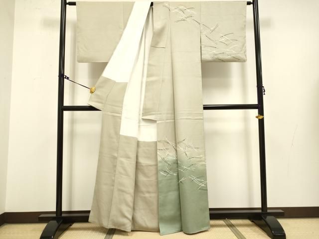 平和屋着物 訪問着 松葉散らし ぼかし染め 金彩 正絹 du