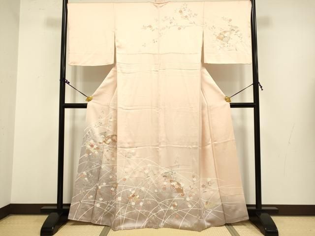 平和屋着物 訪問着 扇花文 ぼかし染め 金彩 鈴乃屋扱い 正絹 du