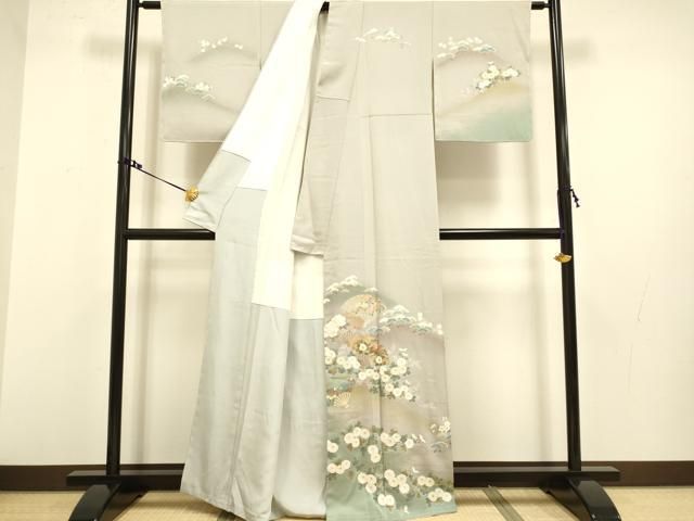 平和屋着物 訪問着 作家物 扇面花文 暈し染め 金彩 正絹 du